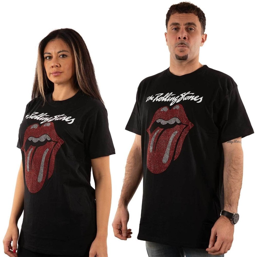 The Rolling Stones Unisex Embellished T-Shirt Logo & Tongue